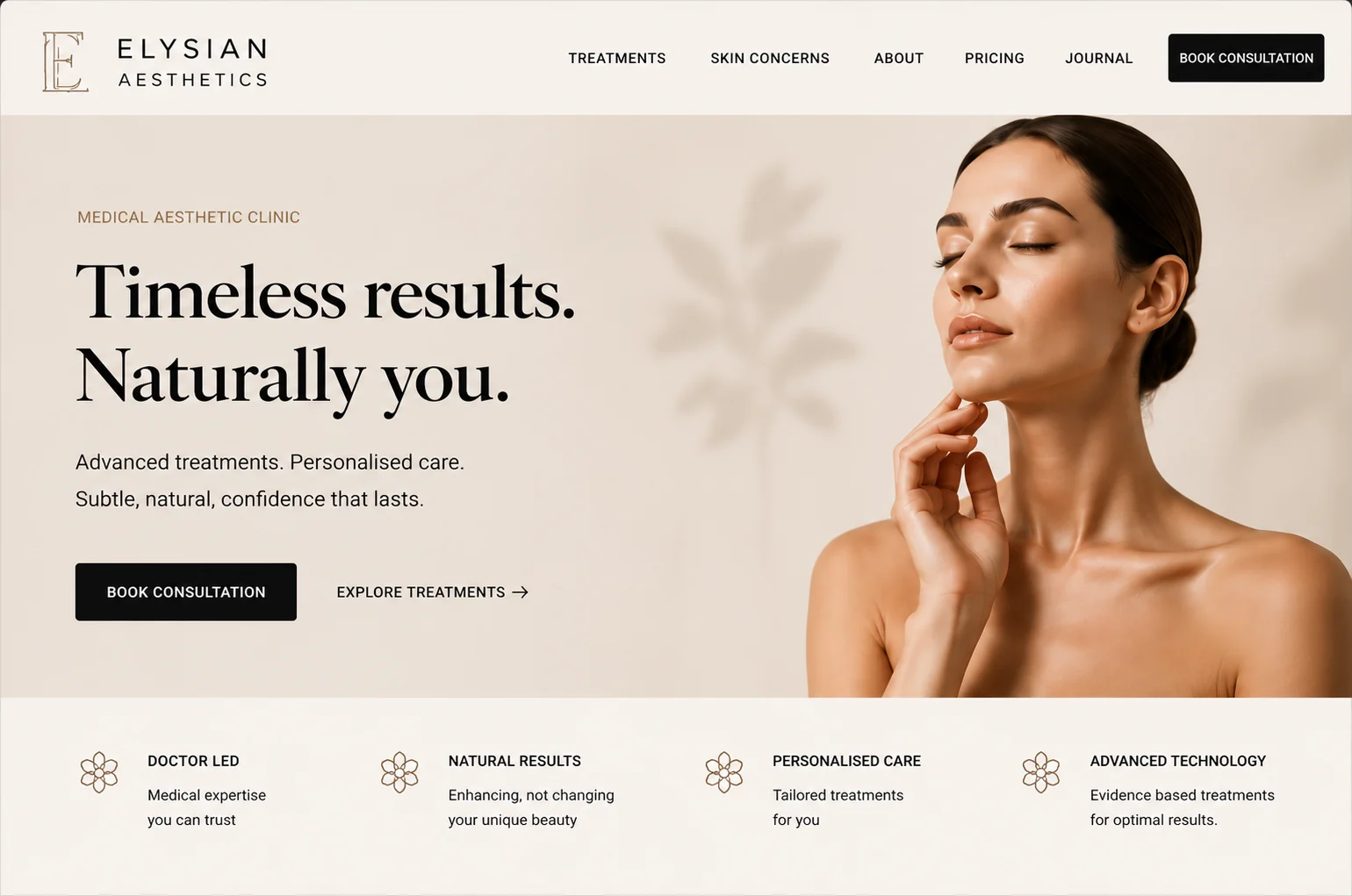 Elysian Aesthetics homepage.